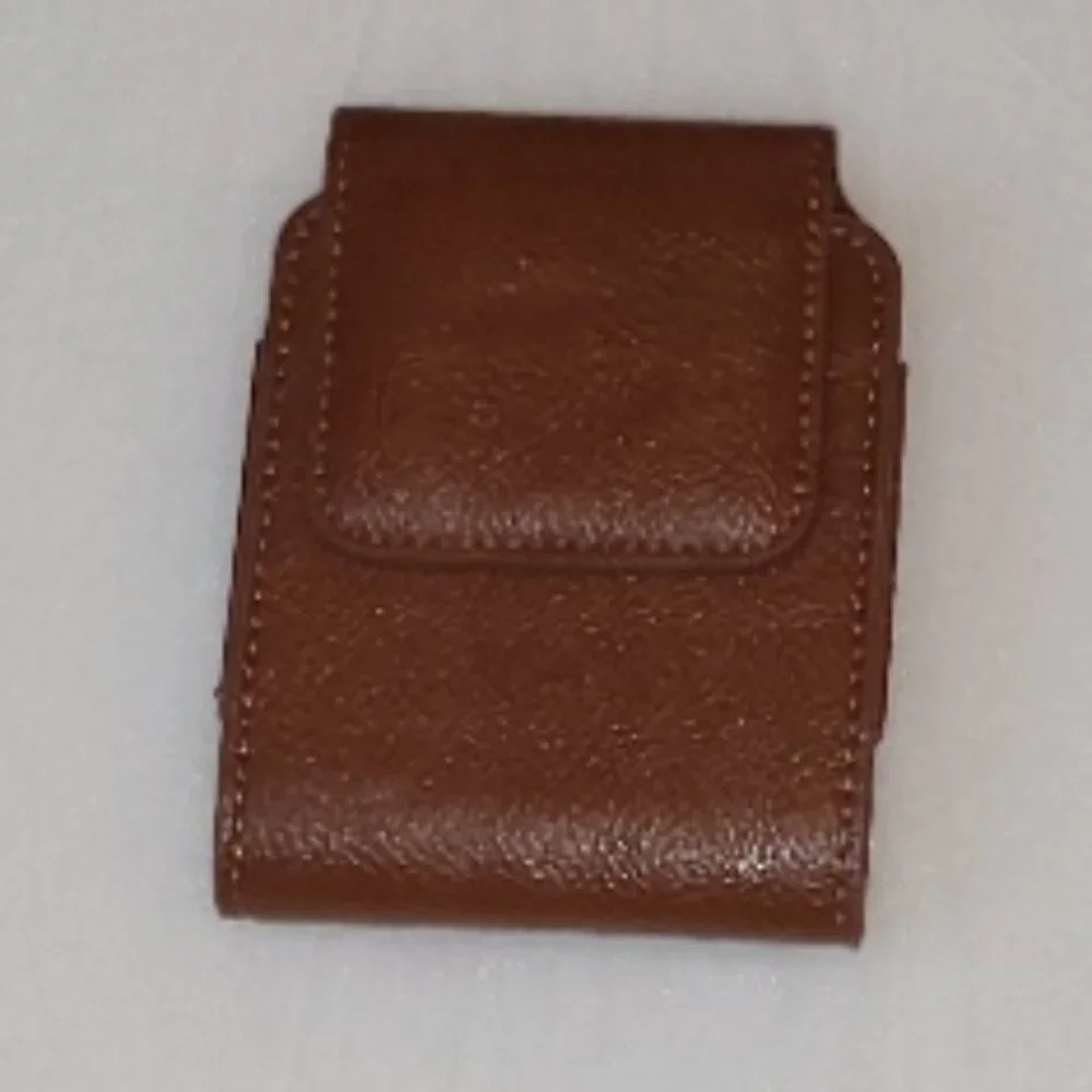 Brown Magnetic Clip-on Leather Bag Case Belt Clip Holder Holster Wallet - Picture 3 of 5